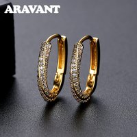 Aravant 925 Silver 18K Gold Twisted Zircon Hoop Earring For Women Fashion Jewelry