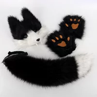 Simulation Wolf Tooth Mask 3D Set Accessories Cosplay Lone Wolf Plush Beast Tail Party Ball Props Anime Animal Set Halloween