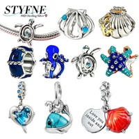 Ocean Charms 925 Silver Dolphin Turtle Starfish Octopus Beads Fit Bracelet Bag Keychain Pendant DIY Summer Jewelry Holiday Gift
