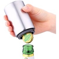LMETJMA Automatic Beer Bottle Opener with Magnetic Cap Catcher Stainless Steel Beer Bottle Cap Opener Beer Press Opener KC0018