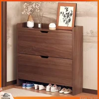 Dust Proof Wooden Shoe Cabinet for Home Living Room Entryway Storage Rack Brown Hallway Organizer with Adjustable Shelves