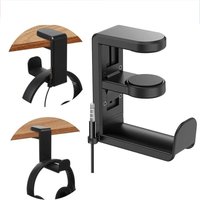 Universal Under Desk Headphone Stand 360° Rotating Clip-on Supports Earphones Display Rack Gaming Headset Hanger Hook Organizer