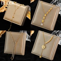 EILIECK 316L Stainless Steel Flower Star Zircon Pendant Necklace For Women Girl New 2024 Fashion Neck Chain Jewelry Gift Bijoux