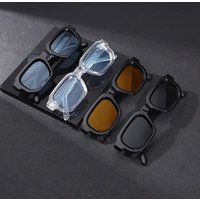Set of 4 men's fashion glasses, unisex square retro decorative glasses, trendy and personalized fashion accessory