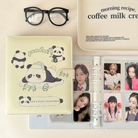 A5 Cute Bamboo Cover Pu Leather Binder Photocards Kpop Photocards Collect Book Idol Card Photo Album Storage School Stationery