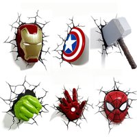 3D Wall Breaking Iron Man, Captain America, Decoration Cute Cartoon Stickers Waterproof Stickers For DIY Scrapbooking,
