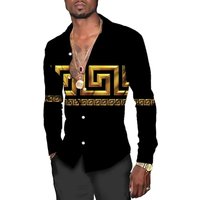 Men's shirt long -sleeved shirt 3D print high -definition pattern long -sleeved lapel clothing fashionable casual large size
