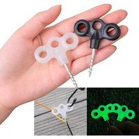 5Pcs Screw Hooks and Rope Clips, Hiking Camping Tent Pegs, Tent Three-Eye Rope Buckles Fasteners Tent Accessories Travel Gear