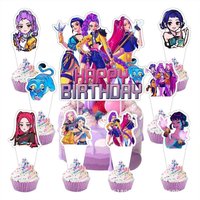 New Cute Cartoon Anime Birthday Party Cake Decoration Set Anime Theme Cake Topper Party Supplies for Kids Girls Birthday
