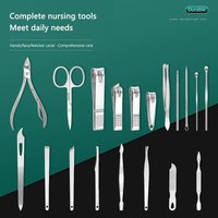 8/19Pcs Stainless Steel Nail Clipper Set Diagonal Nail Clippers Ear Pick Spoon Pedicure Manicure Tool Complete Nail Art Kit