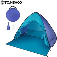 TOMSHOO Pop Up Tent 3-4 Person Outdoor Camping Beach Tent Travel Lightweight Outdoor Beach Shade Sun Shelter Tent Canopy Cabana