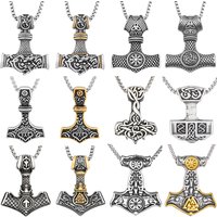 Vintage Style Variety Weapons Viking Pendant Trendy Stainless Steel Nordic Thor Hammer Necklace Punk Rock Jewelry Gift Wholesale