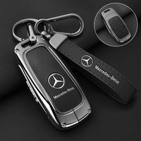 Zinc Alloy For Mercedes Benz A C E S G Class GLC CLE CLA GLB GLS W177 W205 W213 W222 Leather Car Key Case Cover Protective Shell