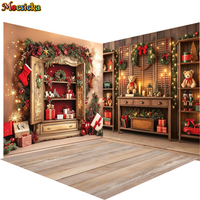 Mocsicka Photography Background Christmas Plush Toy Bear Decoration Backdrop Family Xmas Holiday Portrait Photo Studio Props