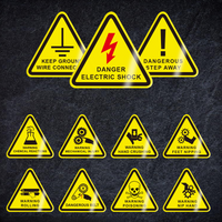 10Pcs 50X50Mm Safety Warning Signs, Workshop Production Safety Warning Signs, Hazard Warning Signs