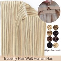 Extensions de cheveux papillon en trame, cheveux humains, trame invisible en PU, double languette plate, cheveux naturels véritables, application Microlink 40-50
