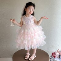 Korean Baby Girl Cake Dress Summer 2026 New Super Fairy Mesh Performance Princess Dress Children Clothing Trend