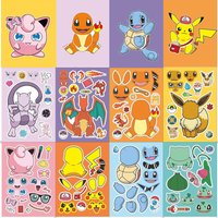8/16/24 Pcs Cartoon Pokemon Pikachu Party Favors Make a Face cartoon Puzzle Fun DIY Birthday Gifts Party Favors Supplies
