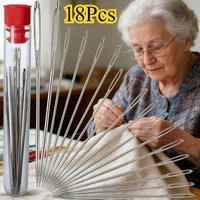 18 PCS/Set of Multifunctional Large Eye Sewing Needle Set, Household Clothing Repair and DIY Manual Sewing Needles Tool Kit