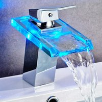 LED Color Changing Faucet Bathroom Wash Sink Cold and Hot Water Faucet Modern Temperature Colors Change Sink Tap