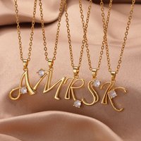 Elegant Zircon Letter Pendant Necklace For Women Men 26 English Initial Necklace Alphabet Jewelry Suitable Daily Wear Vacation