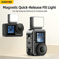Ronkoen For DJI OSMO Action 2 /3/ 4/ 5Pro/6/nano M2-AC Quick Release Fill Light Mini Waterproof Selfie Light Mini Selfie Light