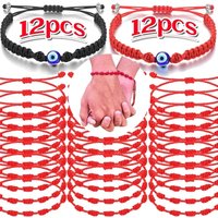 12Pcs/Set Handmade Turkish Lucky Evil Eye Bracelets For Women Men Blue Eyes Braided Red Rope Lucky Bracelet Friendship Jewelry