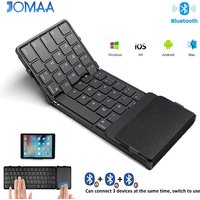Jomaa Tri-Folding Wireless Keyboard with Touchpad Rechargeable Mini Keyboard Foldable Keyboard for Windows Phone PC Table