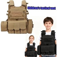 Adjustable Kids Tactical Vest Airsoft Paintball Vest Military Combat Vest For Outdoor CS Game Cosplay Role Playing Children