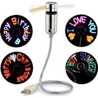 Portable USB LED Message Fan, Programmable RGB Light Gooseneck Fan for Home Office Computer Rechargeable Fan Electronic Gadgets