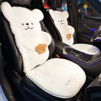 Winter Universal Car Seat Cushion Plush Cartoon Bear Thick Premium Feel Single Rear Cover for Girls Cute Seat Accessories