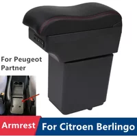 For Citroen Berlingo Armrest Retrofit Parts for Peugeot Partner Tepee Car Armrest Storage Box Car Charging USB LED Accessory