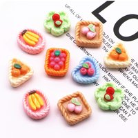 10pcs Cute Resin Fruit Basket Imitation Miniature Food Art Flatback Cabochon DIY Jewelry Craft Decoration