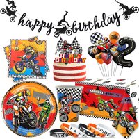 Dirt Bike Party Decor Motorcycle Banner Balloons Tableware Motocross Paper Cups Plates Napkins Motorcycle Theme Party Supplies