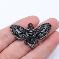 WYSIWYG 5pcs 27x43mm 4 Colors Skull Butterfly Charms Moth Skull Pendant For DIY Jewelry Making Handmade Jewelry Craft Findings
