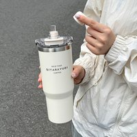 1pc Magnetic Suction Lid Double-layer Vacuum Insulated Water Bottle 600ml/900ml Wide Handle Portable Outdoorulation Drinkware