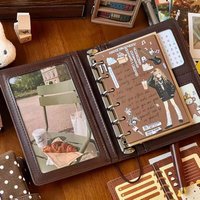 Korean Retro Polka Dot Notebook Caramel A7 Loose Leaf Diary Student DIY Binder Postcard Storage Ledger Book Planner Sketchbook