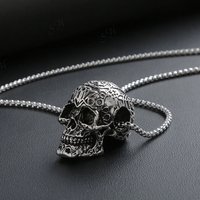 Vintage Hip-Hop Punk Skull Pendant Necklace For Men Alloy Steel Retro Style Skull Pendant Necklace Jewelry Gifts