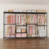 Heavy Duty Metal Garment Rack, 1100 LBS Freestanding Closet Organizer, Carbon Steel 4-Column Wardrobe for Large Clothing Storage