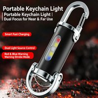 Mini Keychain Flashlight Rechargeable Pocket COB Working Light Emergency Warning Light for Outdoor Hook Camping Walking Hiking