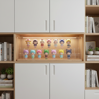 60cm Long Clear Acrylic Blind Box Display Case Solid Wood Base 2 & 3 Adjustable Tiers Dustproof Figurine Action Figure Organizer Showcase Cabinet Magnetic Front Door for Pop Mart Collectibles Desktop image 4
