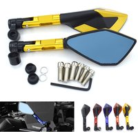 Motorcycle 10mm 8mm Universal CNC Aluminum Handlebar Rear View Mirrors Blue Anti-glare Mirror For Honda Scooter KTM duke 125/200