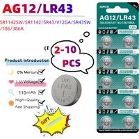 2-10PCS 1.55V AG12 LR43 110mAh Lithium Button Cell SR43 386 LR1142 V12GA AG 12 SR43W SR1142 Coin Cell Watch Toys Remote Battery