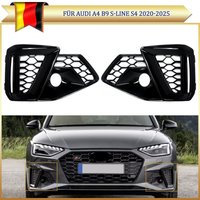 Grille de pare-chocs avant pour Audi A4, cache antibrouillard B9 S-LINE S4 2020-2025, aspect nid d'abeille RS4, cache antibrouillard, grille noir brillant