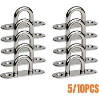 5/10pcs Stainless Steel Hook M5 Eye Plate Heavy Duty Oblong Ceiling Hooks Pad Marine Hardware Hooks Home Garage U Hanger Ring