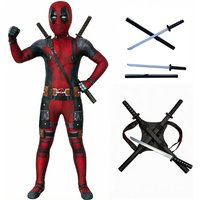 Wysokiej jakości strój Deadpoola do cosplayu, kombinezon filmowy, zestaw z mieczem, prezent na festiwal, strój na Halloween, odzież do występów.
