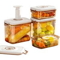 Frischhaltebehälter mit Vakuumpumpe, Kühlschrank-Lebensmittel-Aufbewahrungsbox mit herausnehmbarer Abtropfplatte für Obst, Gemüse, Brot, Snacks
