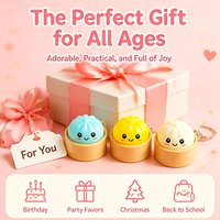 Kawaii Glowing Dumpling Keychain Mechanical Switch Bao Bun Backpack Charm Car Key Ring Pendant Office Desk Accessory Gift