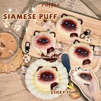 Siamese Puff Food-grade Silicone Squishy Toy, Creamy Soft Adhesive Toy, Taba Squishy, Happy Game Pinching Dessert Toy, Cat Kitty