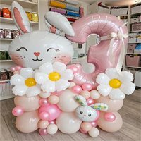 49Pcs Easter Cute Bunny Balloon 40inch Pink 1-9 Number Foil Balloons Set Girls Birthday Baby Shower Decoration Rabbit Globos